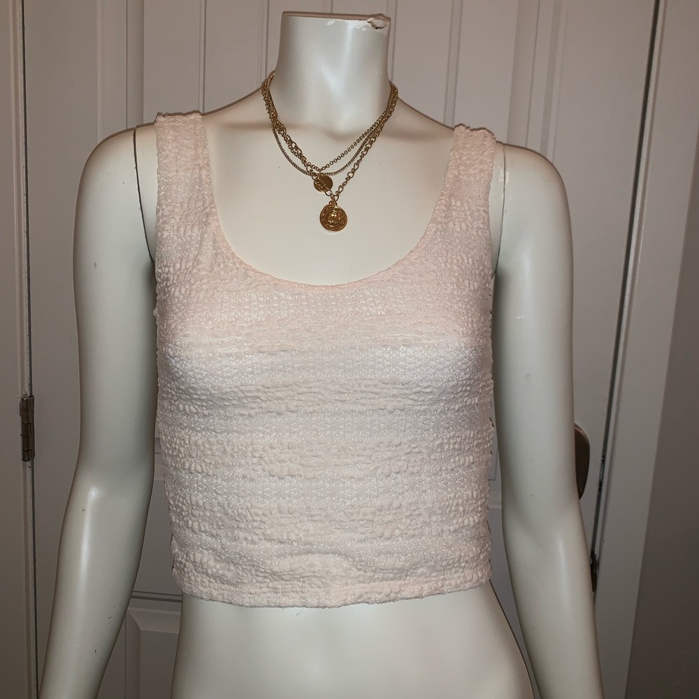 🌸 FOREVER 21 CROPPED LACED TANK TOP OFF WHITE! 🌸
